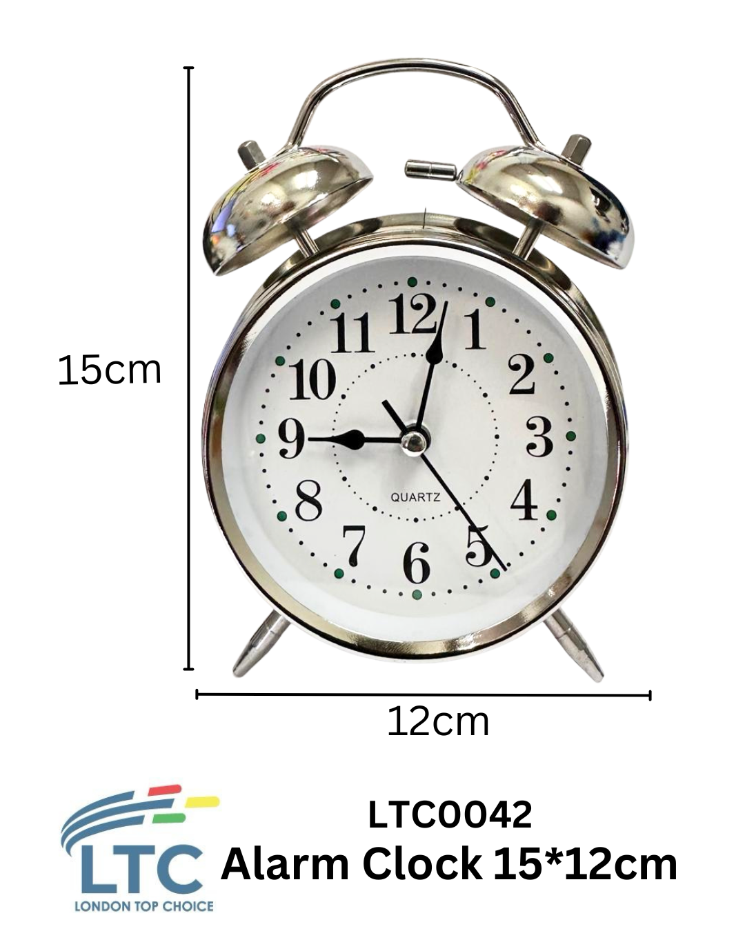 Silver Alarm Clock15812cm  LTC0042
