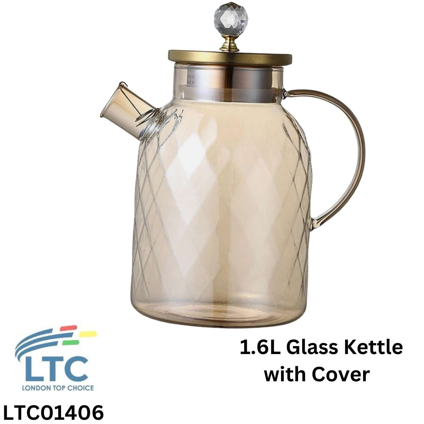 1.6L Glass Kettle with Cover LTC01406